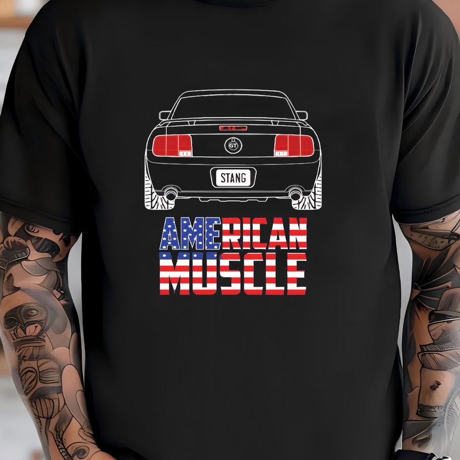 S197 2005-2009 American Muscle Back Print Hoodie T-shirt