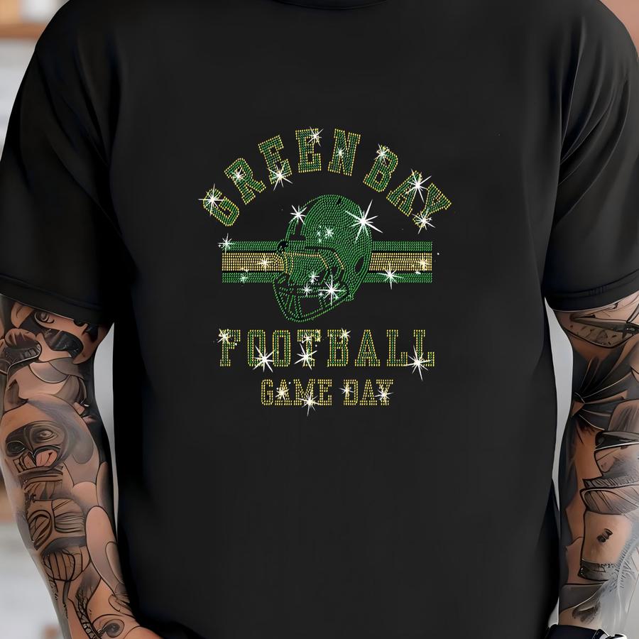 Green Bay Rhinestone Football Shirt: Game Day Sparkle T-shirt