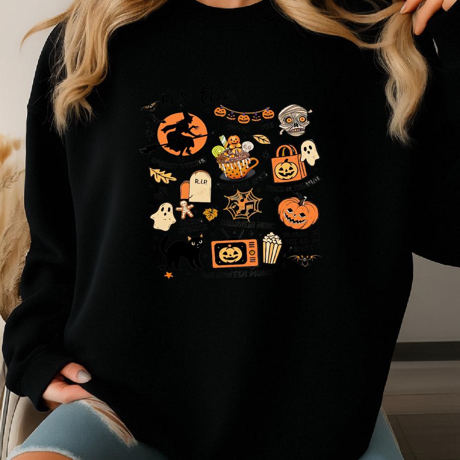 Vintage Halloween Shirt Tis The Season: Pumpkin Witch Graphic Tee S-3xl Sweatshirt