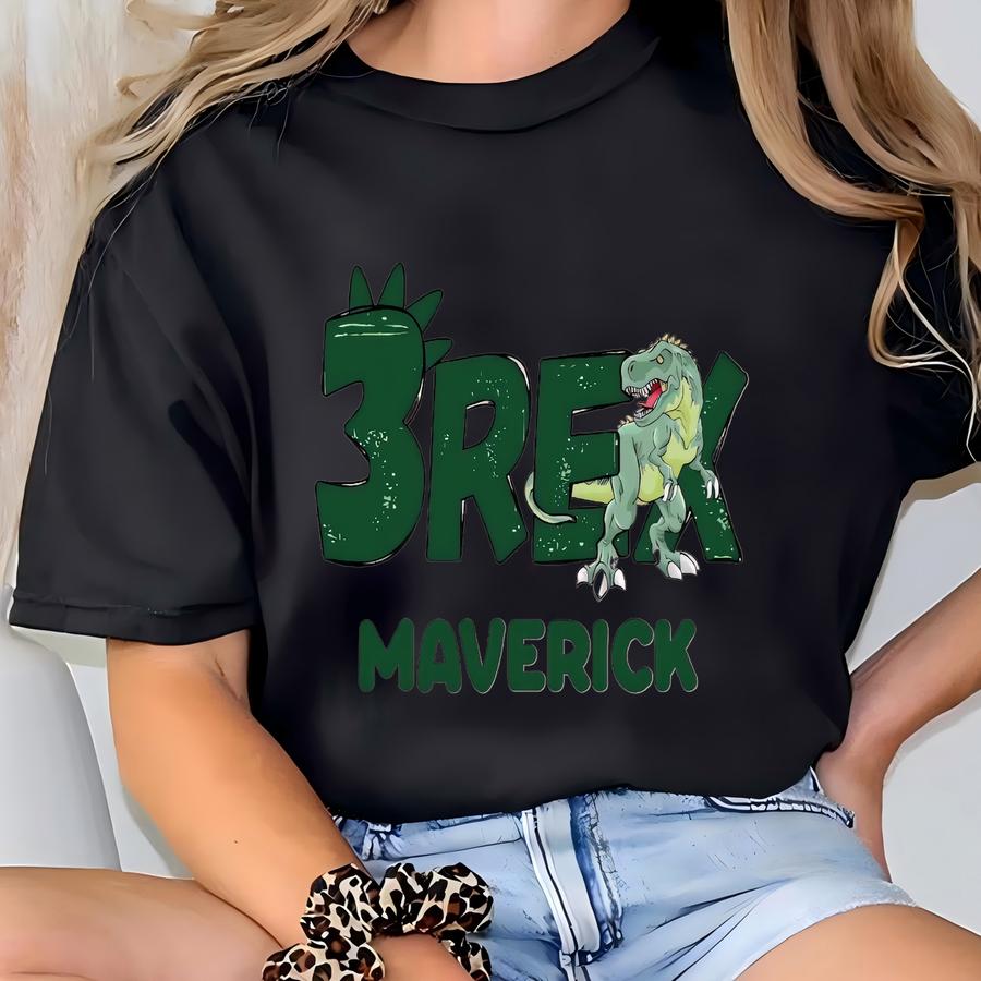Personalized 3 Rex Birthday Shirt: Boys Dinosaur Party Tee T-shirt