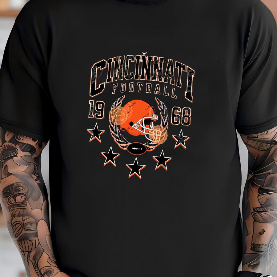 Cincinnati Football Hoodie, Game Day Shirts, Woman Sports Gear, Kids Bengal Fan Tee, Gifts For Her, Vintage Bengal Apparel T-shirt