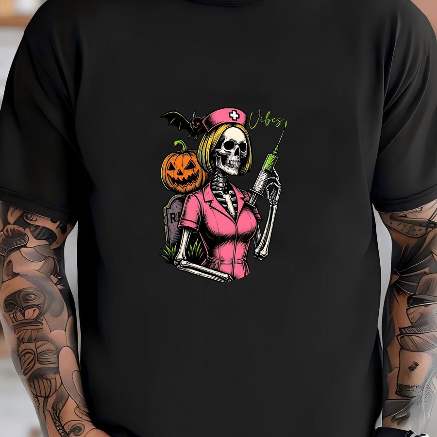 Halloween Nurse Shirt Spooky Season Tee Nurse Gift For Women Fall Nurse Tshirt Halloween Nursing Shirt Nurse Life Shirt Funny Skeleton Tee Shirt