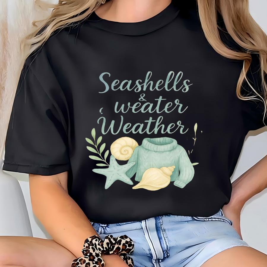 Seass And Sweater Weather Cozy Autumn Crewneck Sweatshirt, Unisex Sweatshirt, Fall Fashion, Beach Vibes, Perfect Gift, Heavy Blend T-shirt