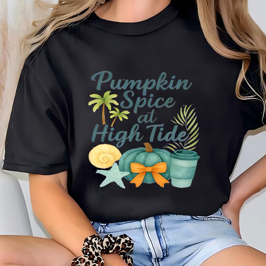 Fall Pumpkin Spice Sweatshirt Gift Idea For Thanksgiving And Halloween Events With Beach Theme Sweatshirt Gift For Girls Trip To The Beach T-shirt