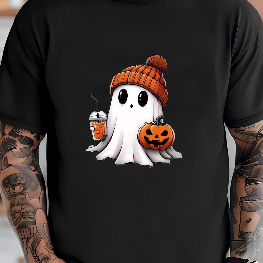Ghost Iced Coffee Hoodie: Spooky Halloween Tee T-shirt