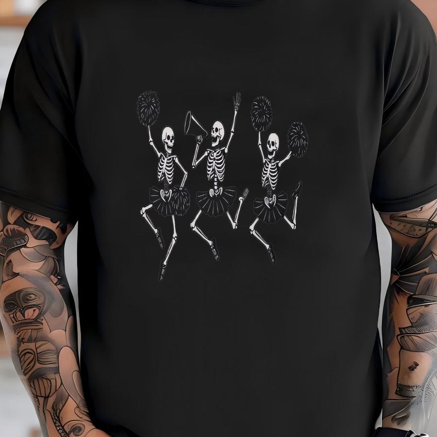 Funny Cheer Skeleton Halloween Costume Cheerleader Gift For Cheerleader Practice Wear Cheer Gift Cheer Mom Gift Spirit Wear Halloween T-shirt