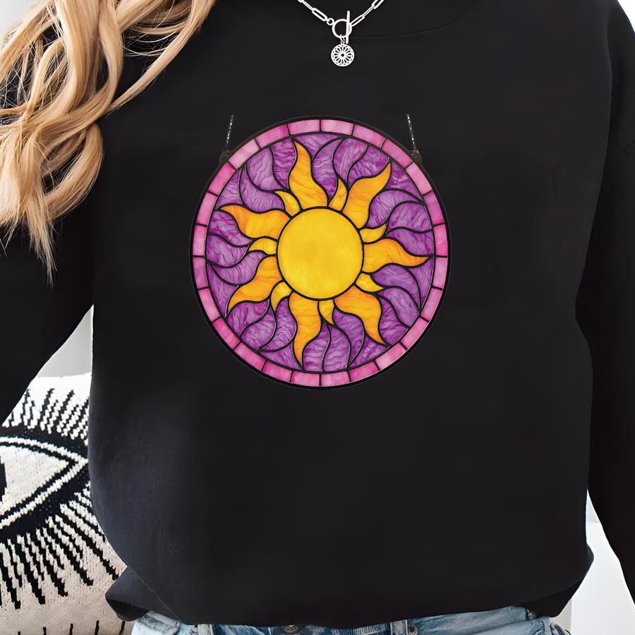 Rapunzel Faux Stained Glass Suncatcher: Princess Flower Window Hanging Sweatshirt