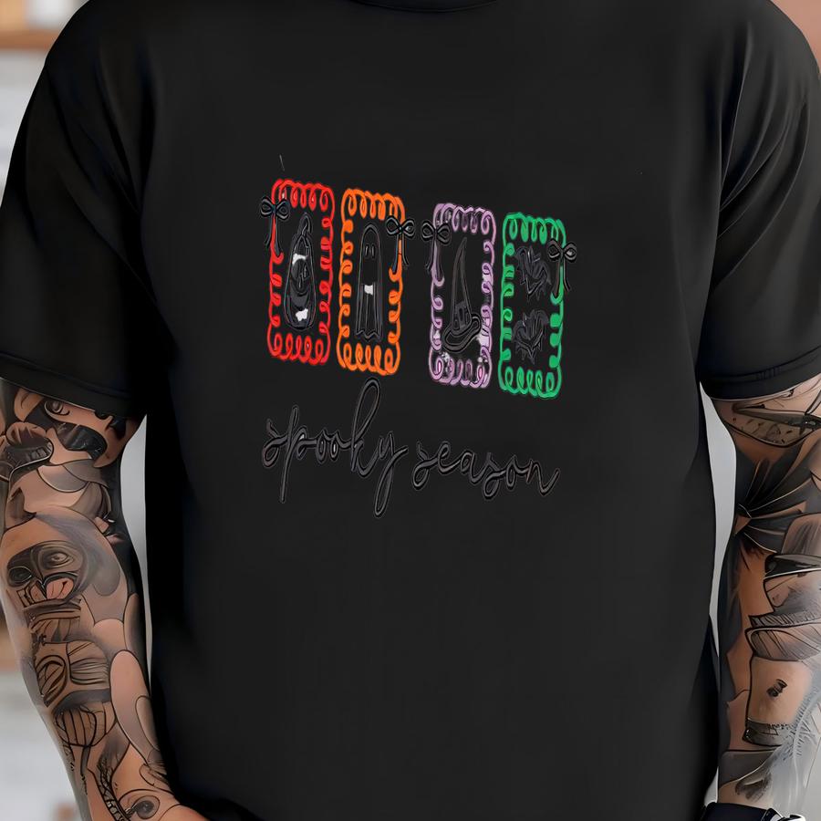 Spooky Season Sweatshirt, Kid Halloween Crewneck, Cute Ghost Pumpkin Pullover, Black Bat Youth Trick-or-treat Sweatshirt T-shirt