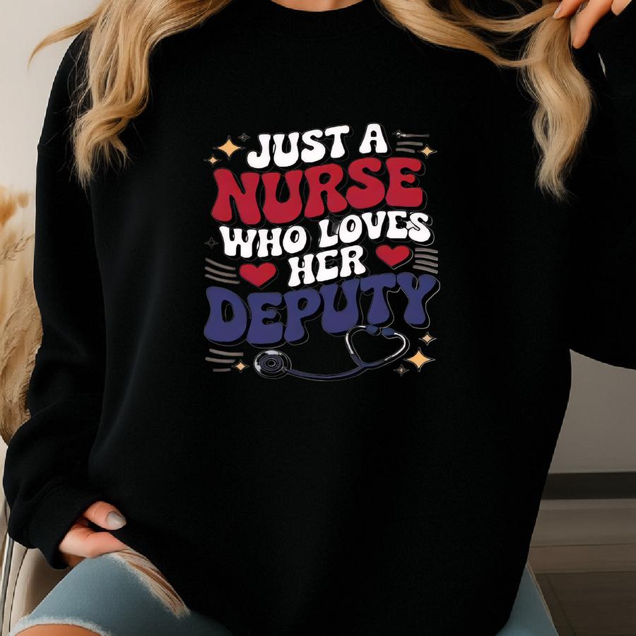 Sheriff Deputy Wife Tank Top, Gift For Wife, Nurse Deputy Wife, Nurse Leo Wife Gift, Nurse Life Cop Wife Crop Top, Sheriff Wife Racerback,bp Sweatshirt