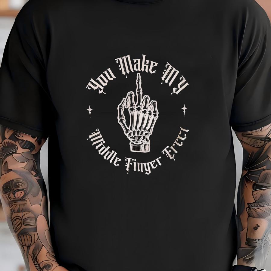Skeleton Shirt Gothic Humor Tee | You Make My Erect | Offdanforth Essentials T-shirt