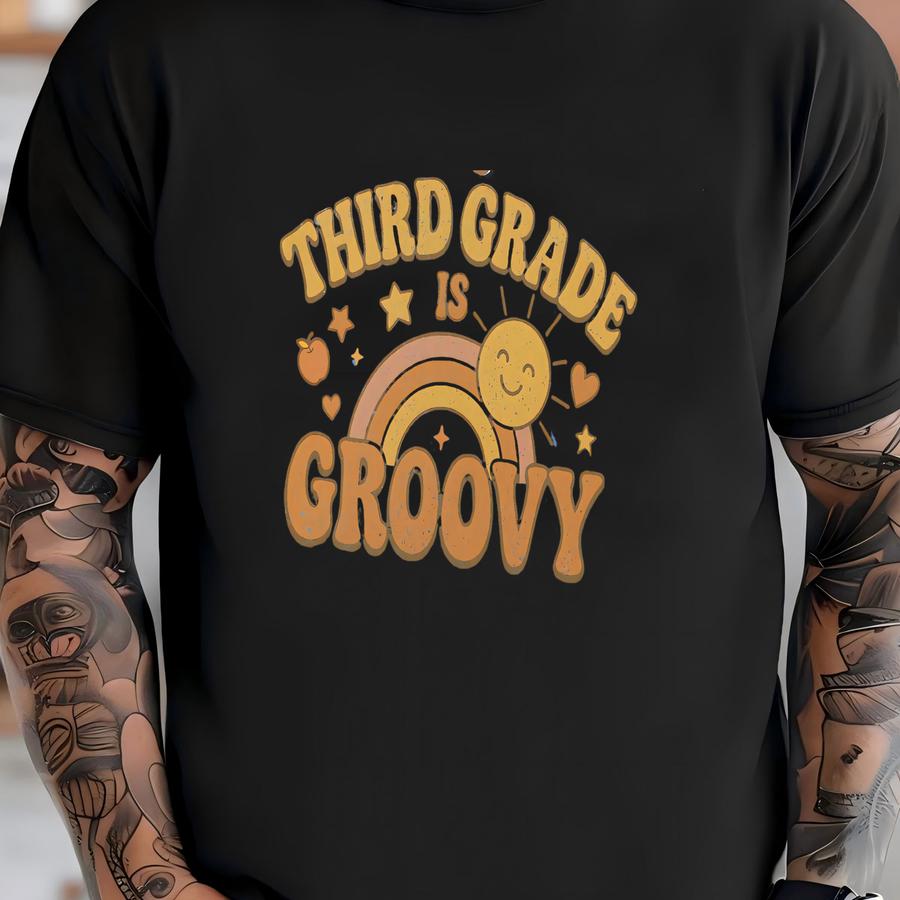 Third Grade Teacher Shirt, 3rd Grade Retro Elementary Teacher Tee, Back To School Team, First Day Of School Gift, Vintage Teacher Crewneck T-shirt