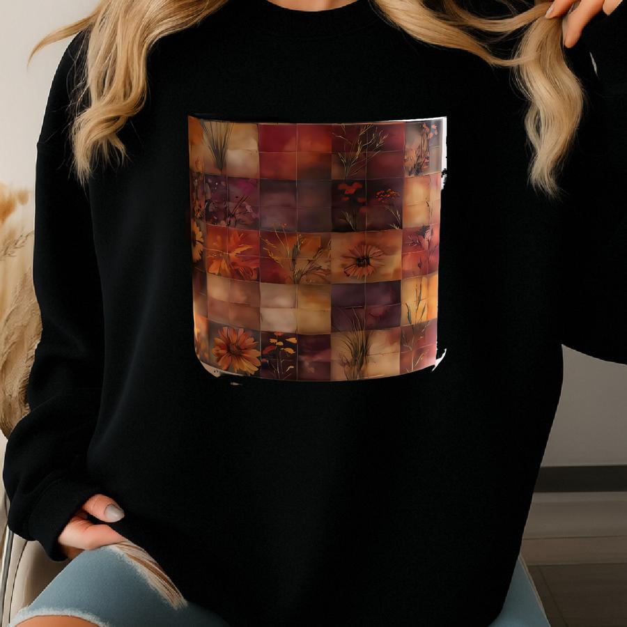Wildflower Patchwork Coffee Mug Cozy Cottagecore Rustic Charm Fall Watercolor Nature Autumn Floral Kitchen Decor Housewarming Gift Idea Sweatshirt