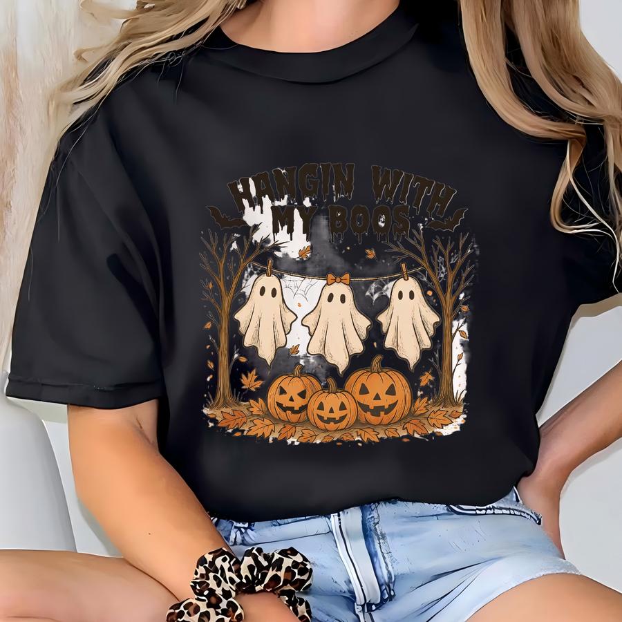 Shirt, Hangin With My Boos Shirt, Spooky Season Tee, Halloween 2025 Gift, Pumpkin Shirt, Halloween Ghost, Fall Autumn Shirt T-shirt