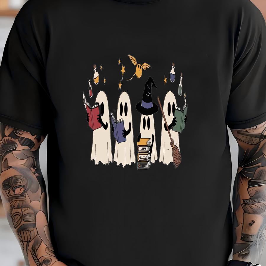 ® Shirt, Book Lover Ghost Halloween Shirt, Ghost Witch Shirt, Spooky Teacher Shirt, Ghost Reading Books, Halloween Librarian T-shirt