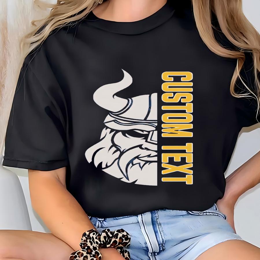 Personalized Vikings Team Shirt, Gameday Vikings Shirt, Custom Team Sports Apparel, Custom Text And Color, Custom Mom Team Shirt T-shirt