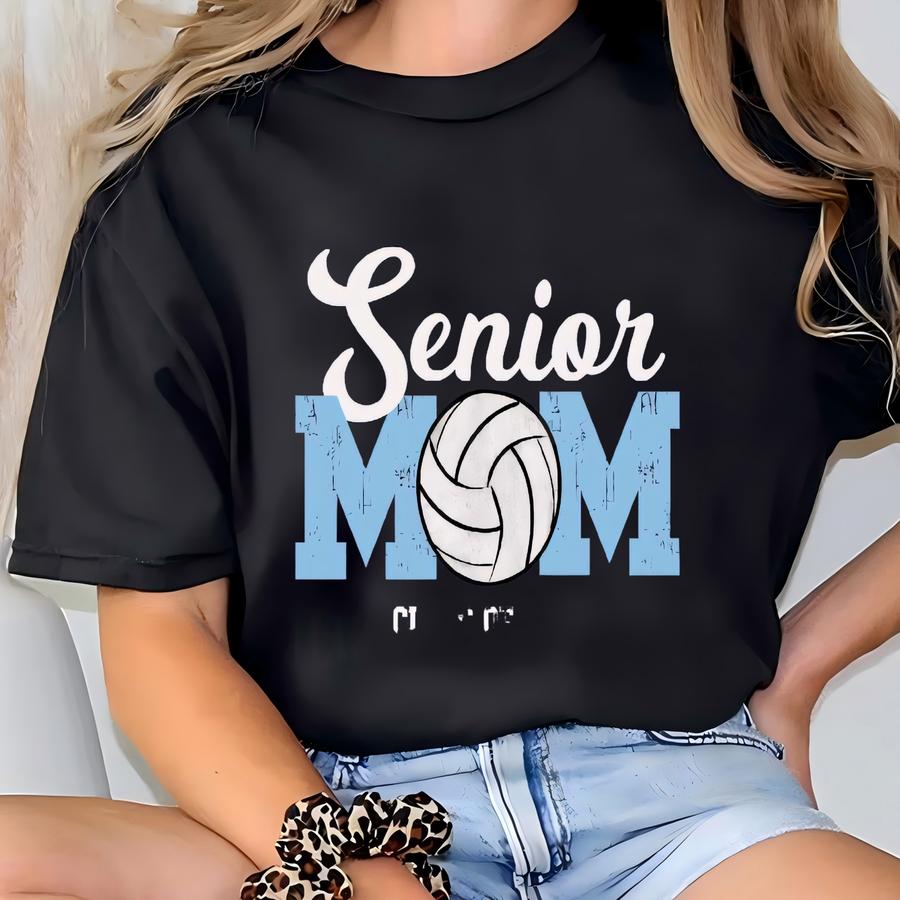 Senior Volleyball Mom Shirt For Last High School Volleyball Season Senior Mama Sweatshirt Custom Player Name And Number Custom Team Color T T-shirt