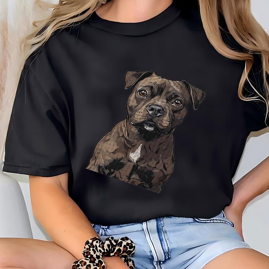 Stafshire Bull Terrier Dish Towel - Staffie Dog Kitchen Towel - Waffle Weave Towel - Kitchen Towels With Stafshire Bull Terrier T-shirt