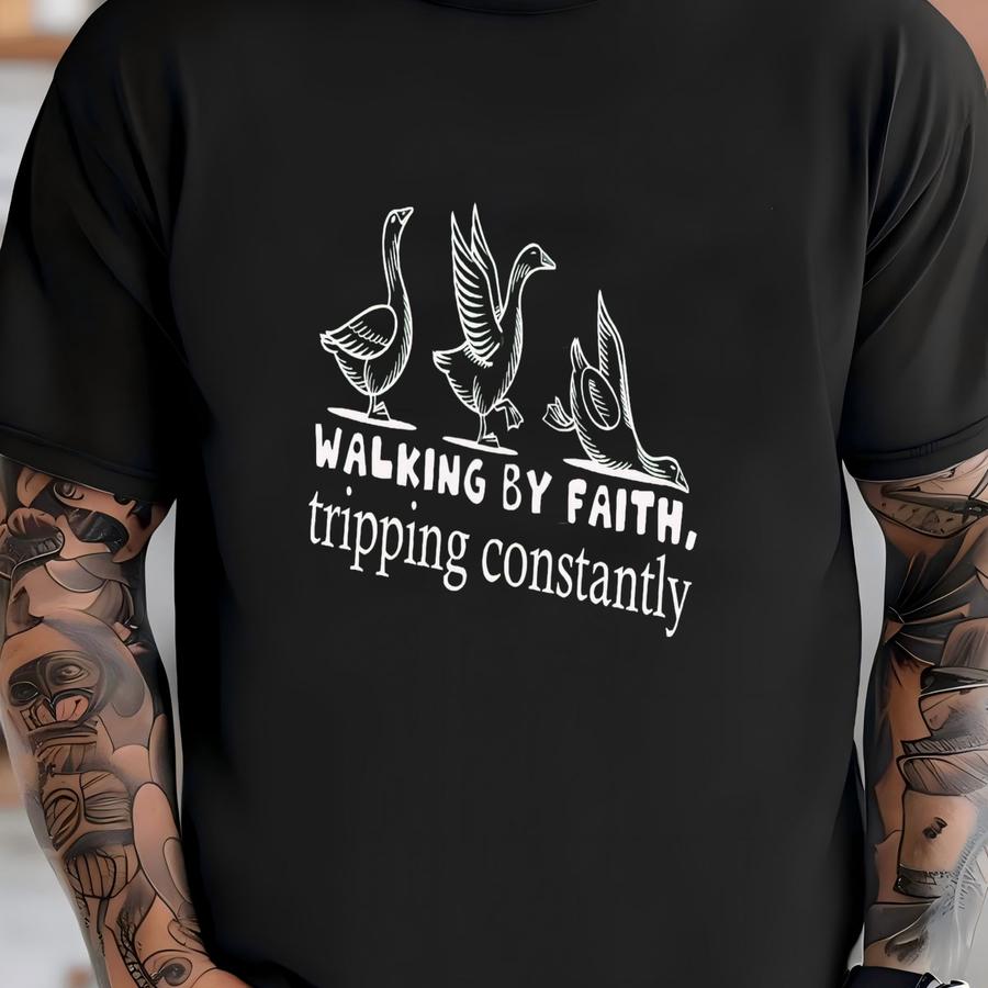 Walking By Faith Shirt, Grace Upon Grace, Spiritual, God Saves You, Bible Verse Gifts, Funny Meme T-shirt