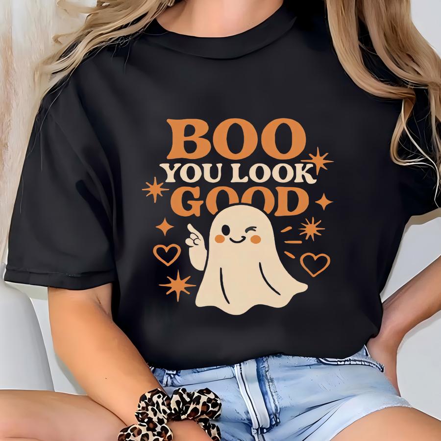 Vintage Halloween Shirt: Boo Look Good Graphic Tee T-shirt