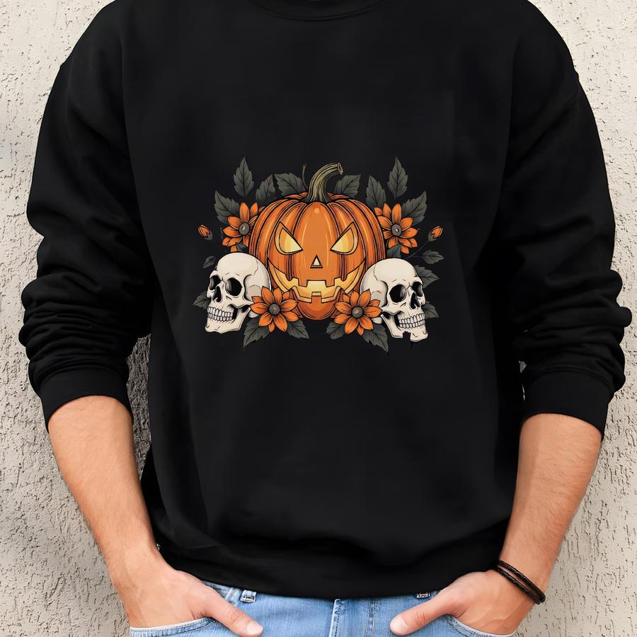 Floral Pumpkin Halloween Tee: Sorta Sweet Sorta Spooky Graphic Shirt Sweatshirt