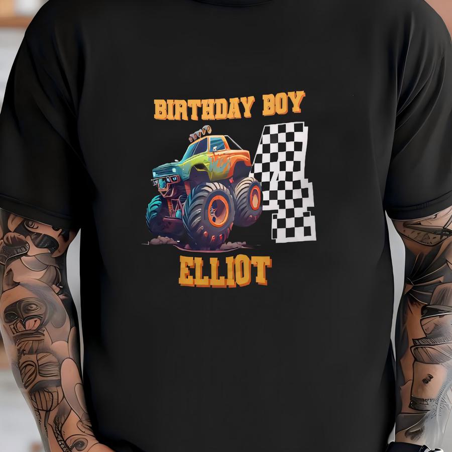 Monster Truck Shirt Custom Name Shirt Tractor Kids Tshirt Toddler Shirt Tractor Lover Tee Personalization Shirt Funny Birthday Gift Shirt
