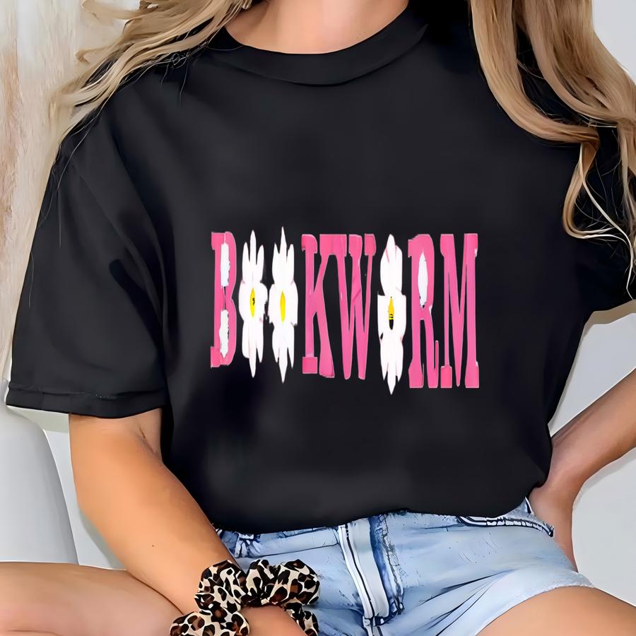 Bookworm Flower Crewneck Sweatshirt, Flowery Bookworm Y, Bookish Sweatshirt, Reading Sweater T-shirt