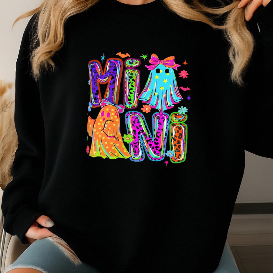 Mini Ghost Tee: Fun, Playful T-shirt For Halloween, Parties, Gifts, Youth Fashion, Kids Wear Sweatshirt