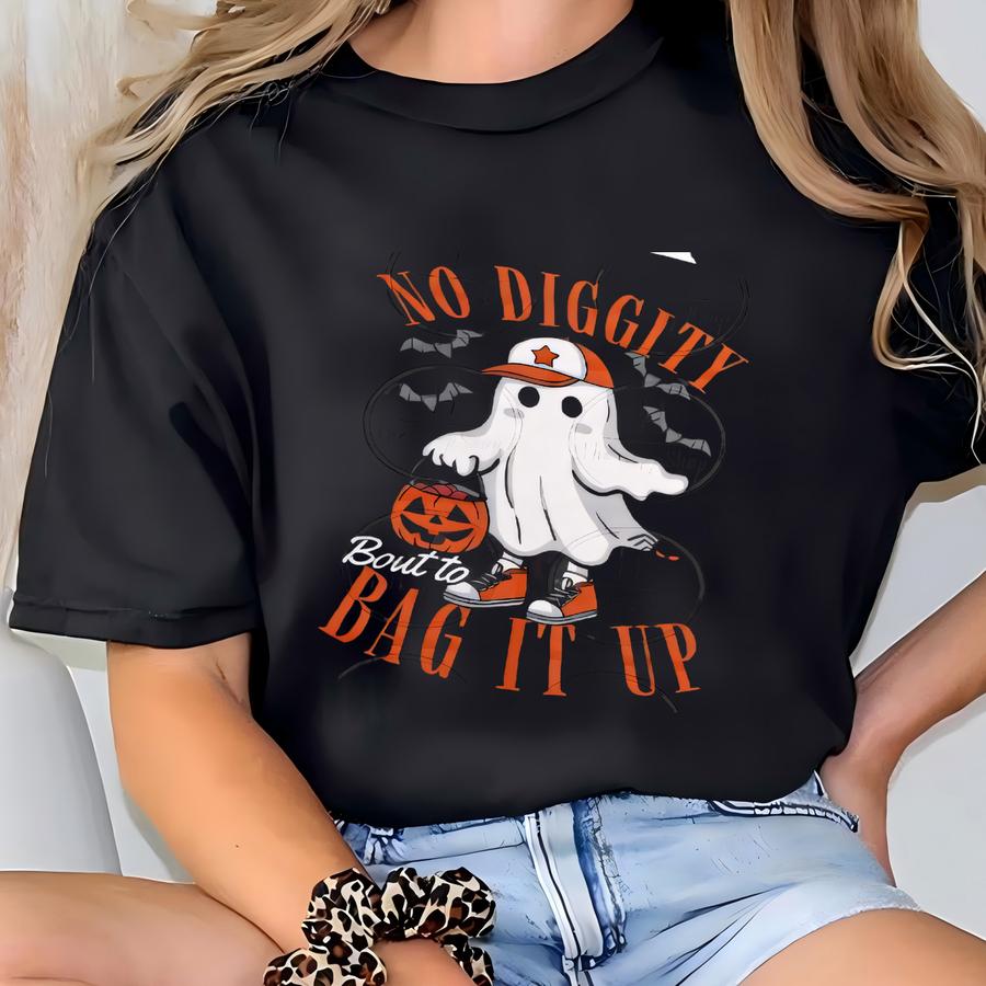 No Diggity Bought To It Up Halloween Ghost Tee, Spooky Shopping, Cute Trick-or-treat, Funny Halloween Gift T-shirt