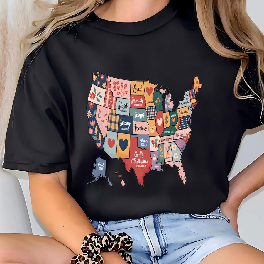 Usa Map Christian Graphic Sweatshirt, Jesus, Church Apparel, Scripture T-shirt