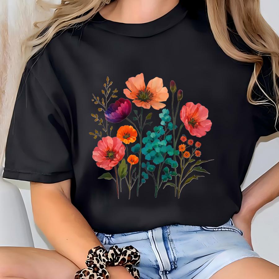 Vintage Pressed Flowers Shirt: Boho Cottagecore Tee T-shirt