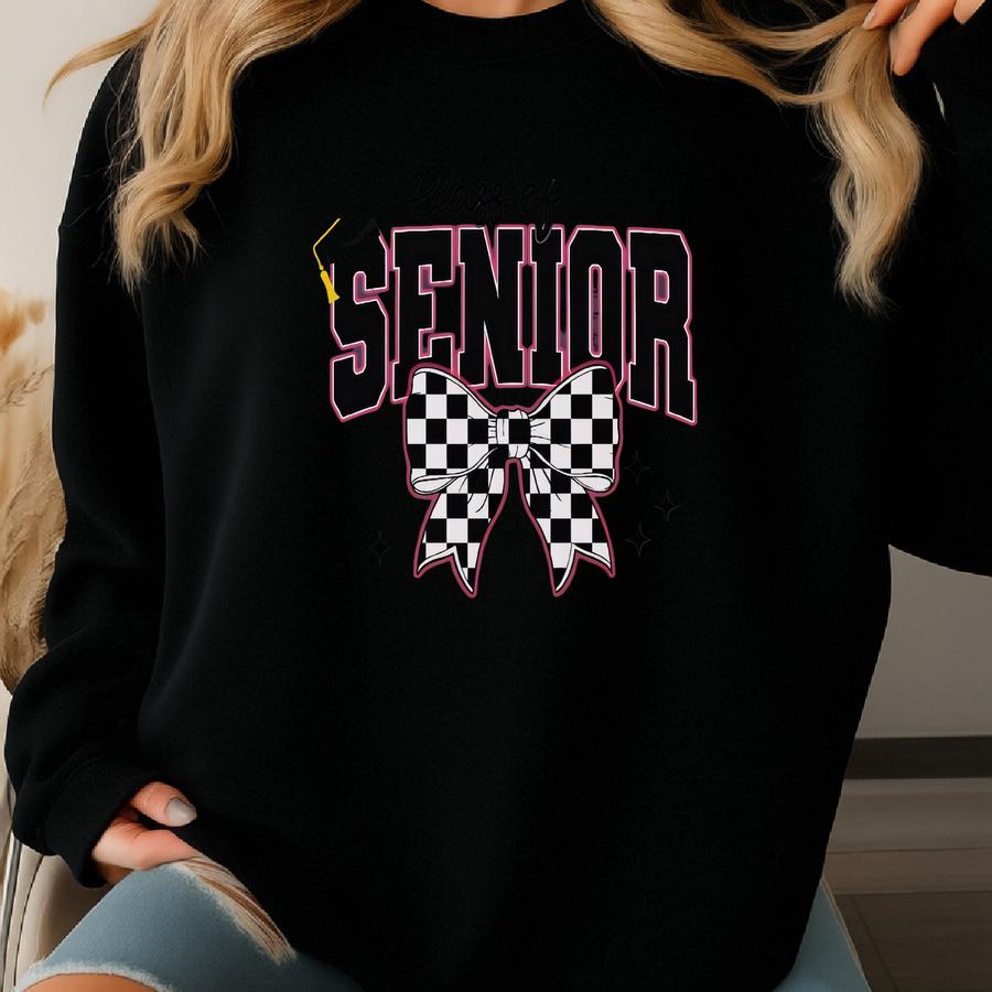 Custom Senior 2026 Name Bow Tshirt | Teacher Student Graphic Garment-dyed T-shirt Back To School Sweatshirt