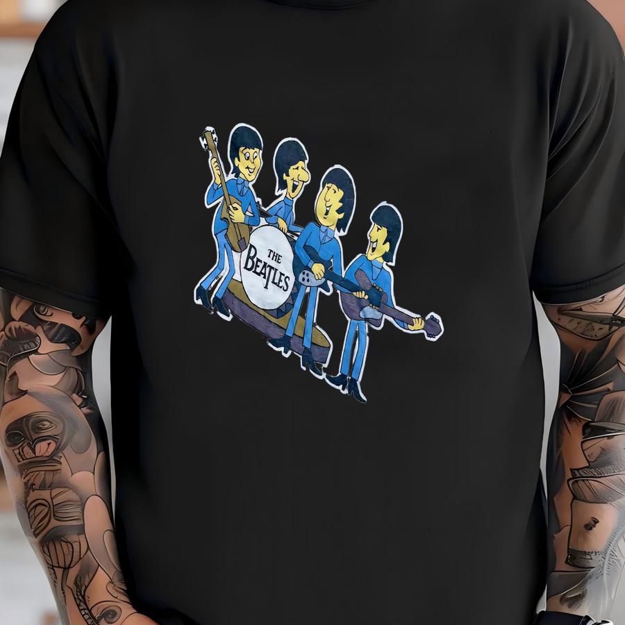 Vintage 1997 The Beatles Apple Corps. Music Records Cartoon Band Graphic Shirt Size M/l T-shirt