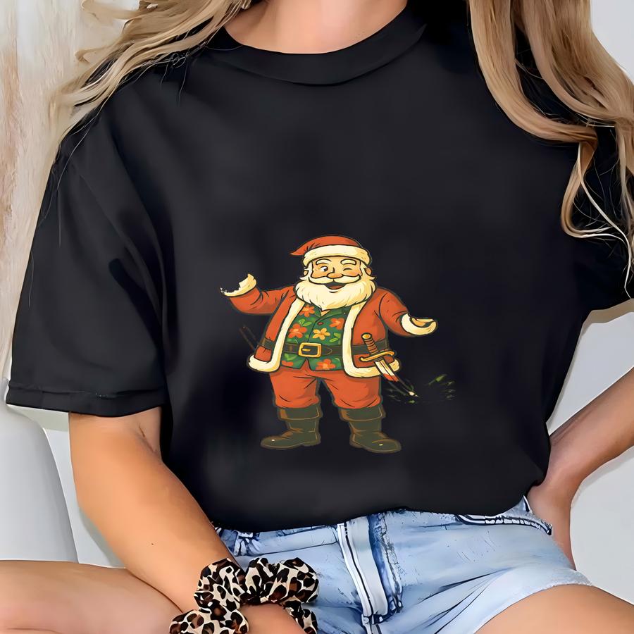 Funny Santa Christmas Shirt Ho Ho Ho And A Bottle Of Rum Tropical Tee Rum Lover Gift Holiday Party Gag Gift T Shirt Beach Tee T-shirt