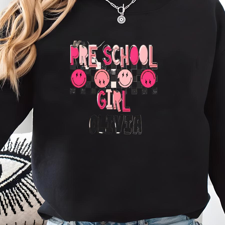 Custom Pre-k Shirt For Girls, Pre School Girl, Back To School Tee For Girls, First Day Of School Girls Shirt, Back To School Shirts Sweatshirt