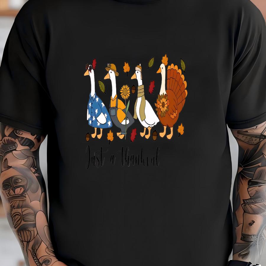 Cute Just A Thankful Goose Sweatshirt, Thankful Goose Shirt, Womens Thanksgiving Sweatshirt, Thanksgiving Gift Shirt, Cute Fall Clothing T-shirt