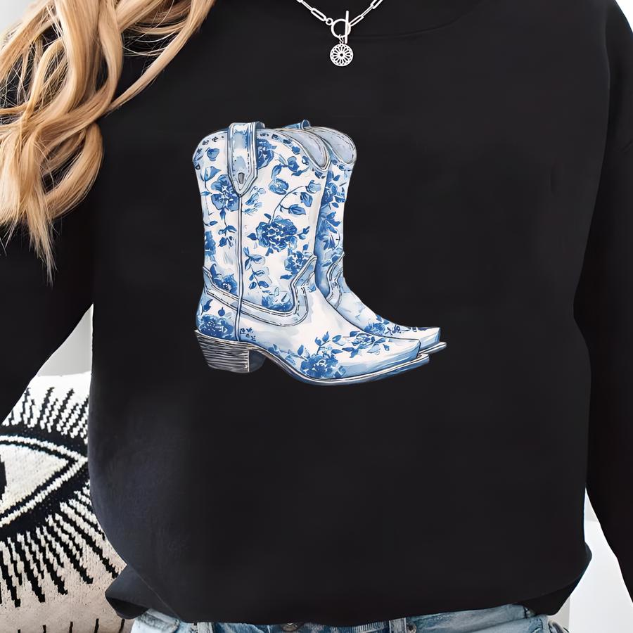 Western Christian Shirt: Walk By Faith, Cowgirl Boots Sweatshirt