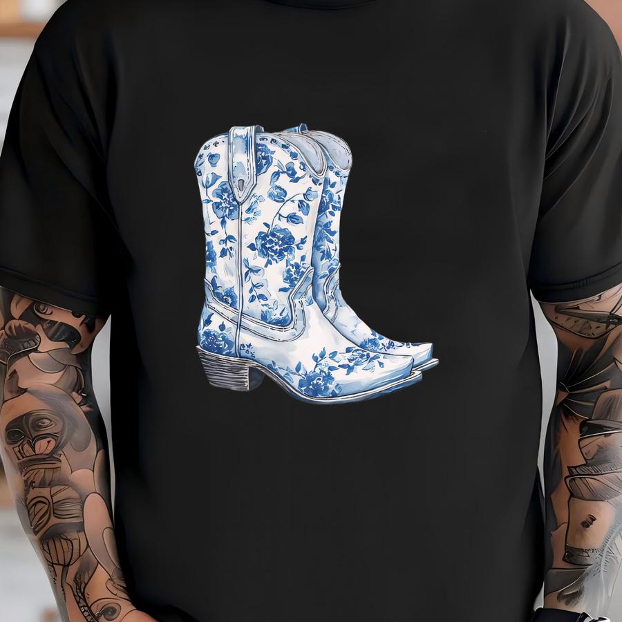 Western Christian Shirt: Walk By Faith, Cowgirl Boots T-shirt