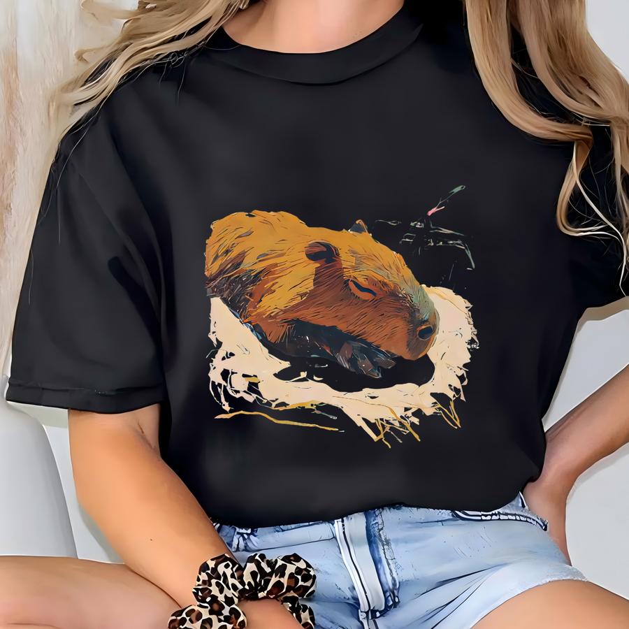 Capybara T Shirt Cute Animal Tee Shirt Nature Inspired Casual Animal Lover T-shirt