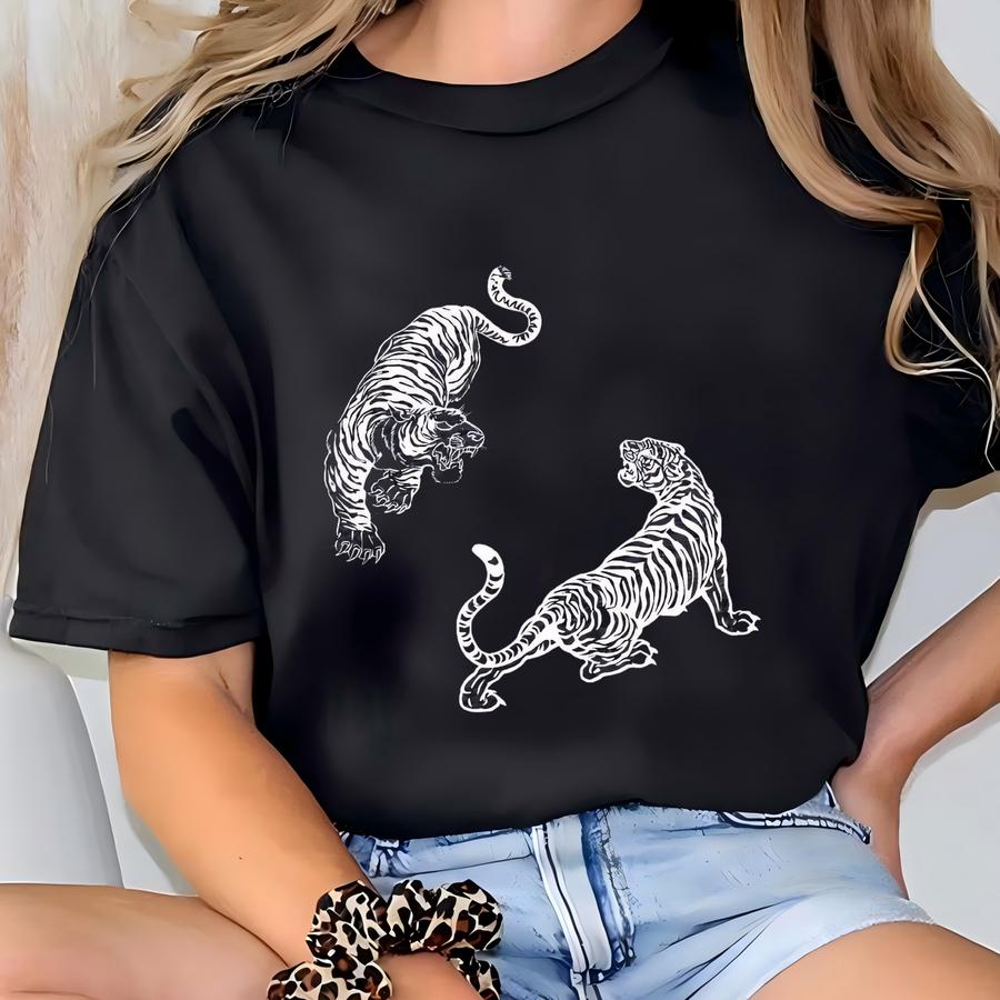 Tiger Shirt, Tiger Lover Gift, Tiger Graphic Tshirt, Tiger Lover Shirt, Big Cats Tee Shirt, Women's V-neck Tiger Shirt, Tiger Crewneck Shirt T-shirt