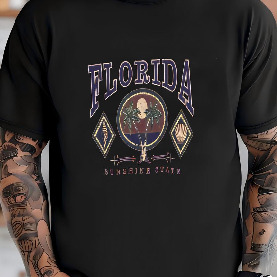 Vintage Florida Purple Sweatshirt Medium Florida Sunshine State Graphic Island Sweater Florida Us State Crewneck Florida Pullover Size M T-shirt