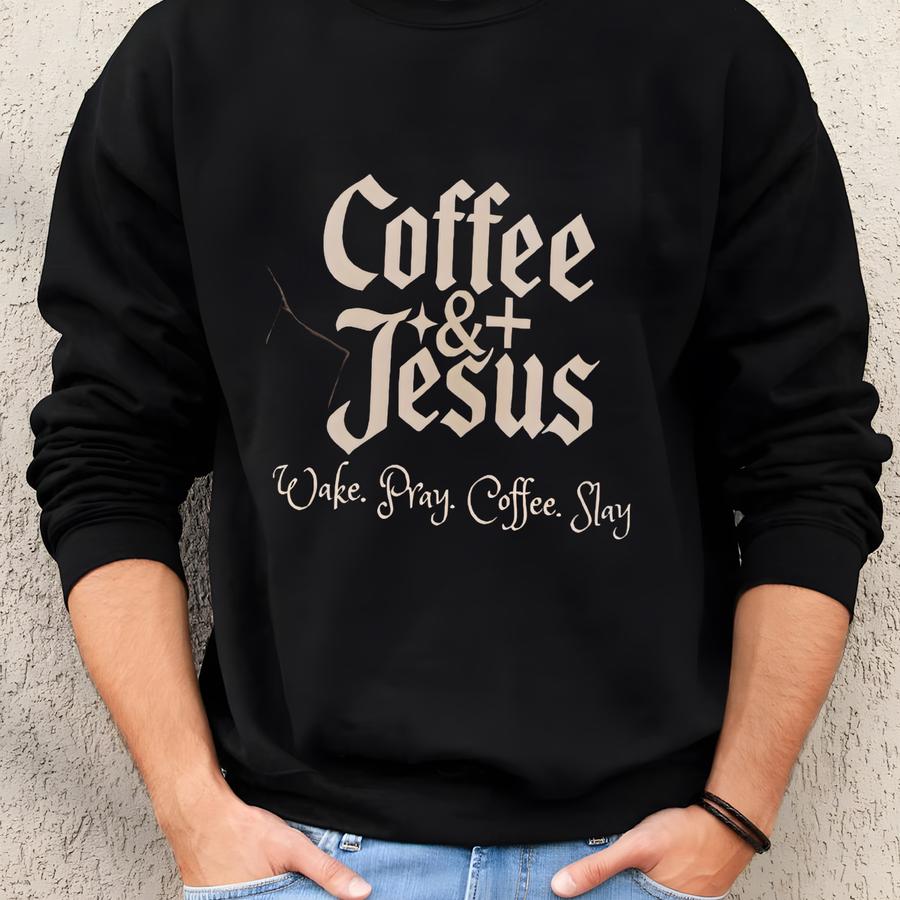 Coffee + Jesus Crewneck Sweatshirt: Christian Loungewear Sweatshirt