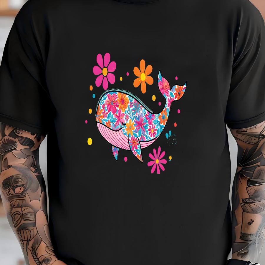 Floral Whale Shirt, Flower Graphic Tee, Summer Vibes, Summer Beach, Ocean, Earth Day, Orca, Beach, Summer, Nature T-shirt