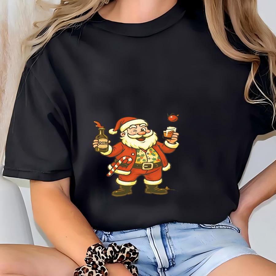Funny Tropical Christmas Rum Shirt Ho Ho Ho Santa Palm Tree Holiday Drinking Tee Gag Gift Beach Xmas Party Shirt Santa Tee T-shirt