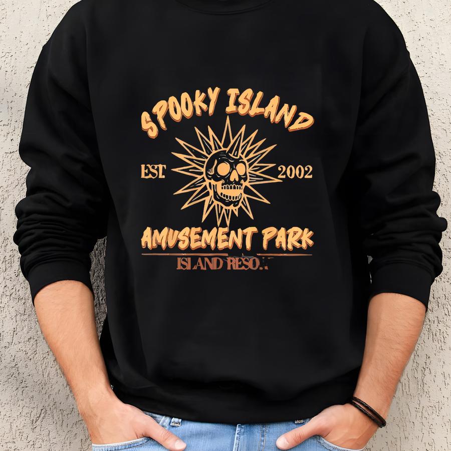 Spooky Island Shirt: Retro Halloween Disco Skull Tee Sweatshirt