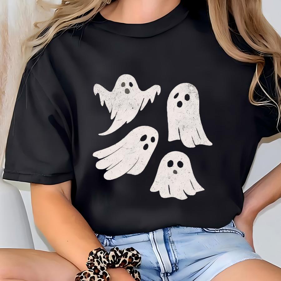 Ghost Shirt Halloween Tee Cute Vintage Ghost Graphic Spooky Season Tshirt Fall Aesthetic Shirt Gift For Her Or Him Unisex T-shirt