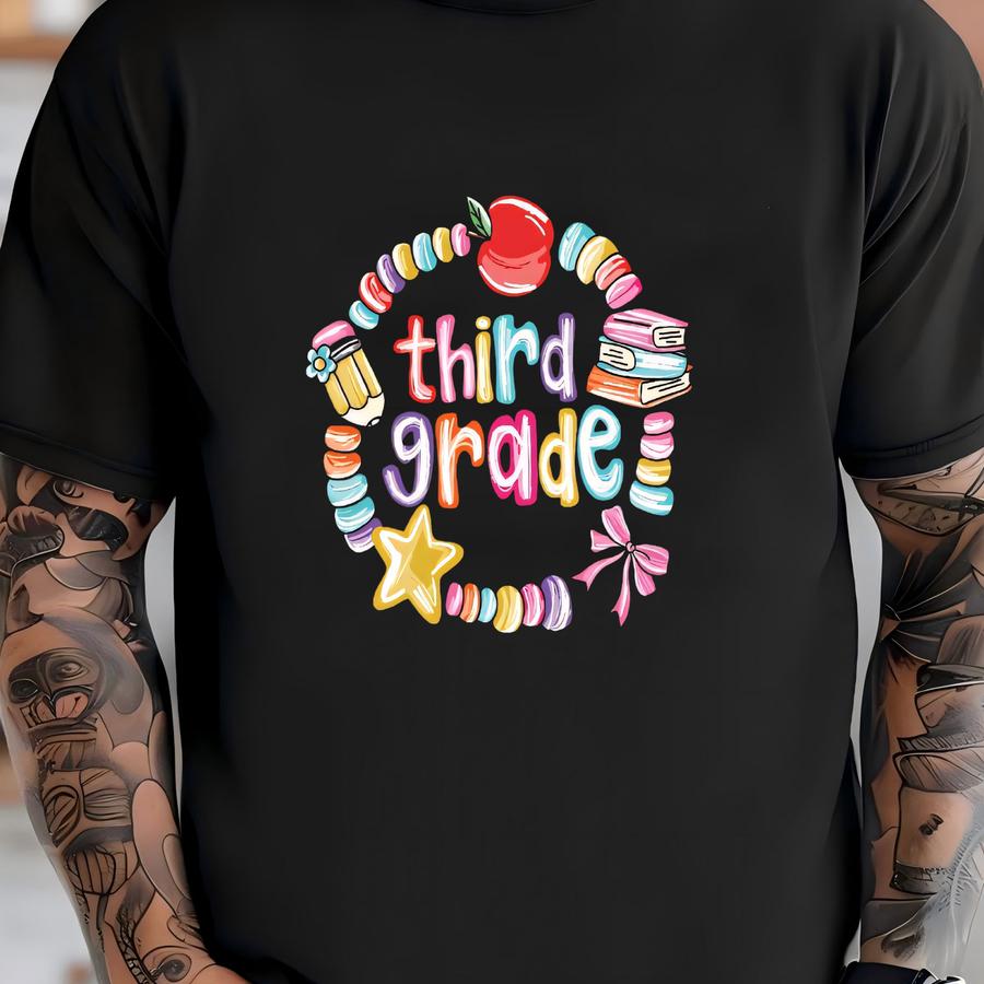 Third Grade Shirt | Kids Back To School Tee | Cute 3rd Grade Hoodie For Boys Girls | Colorful Candy Bead Design | Teacher Student Gift T-shirt