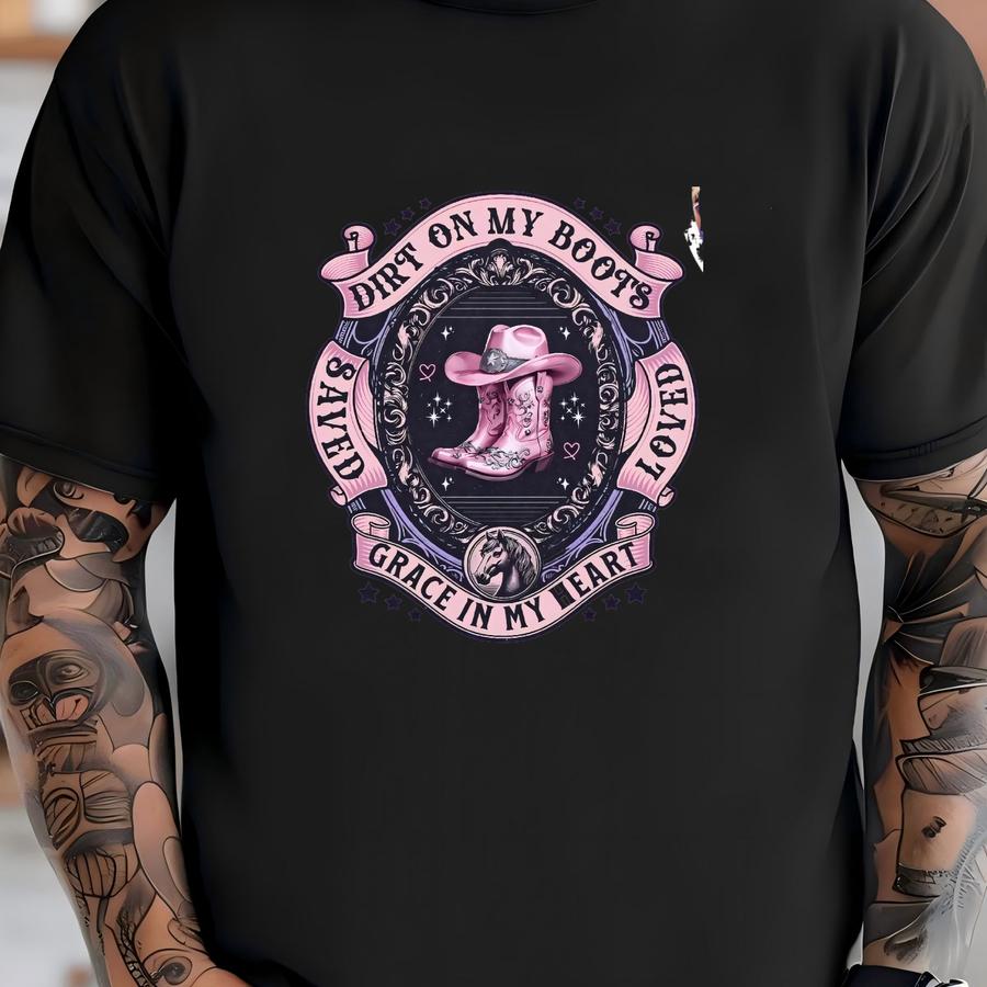 Western Christian Shirt: Cowgirl Boots Faith Graphic T-shirt