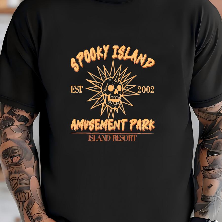 Spooky Island Shirt: Retro Halloween Skeleton Tee T-shirt
