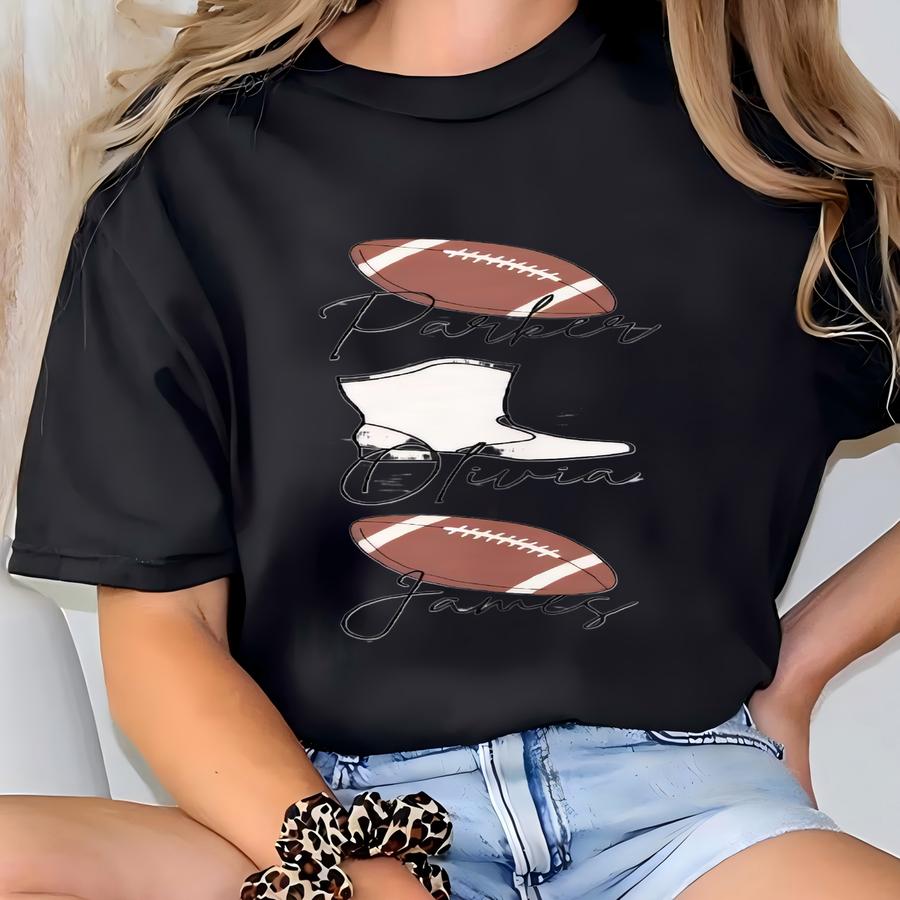 Football And Dance Mom Sweatshirt Personalized Game Day Sweater Custom Player And Dancer Names Drill Team Majorette Gift For Mama Dance Top T-shirt