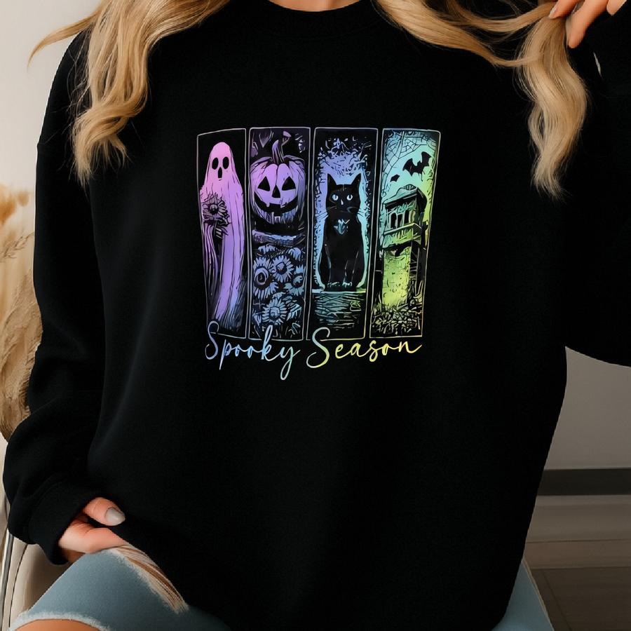 Spooky Season Sweatshirt: Ghosts Ghouls Halloween Crewneck Sweatshirt